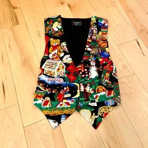 90s vintage grandma ugly Christmas vest - Colorful Holiday-Themed Women's Vest